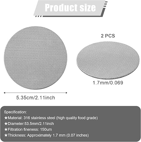 Miniatura 2 de 2 filtros de pantalla espresso de 2.106 in, pantalla de disco de café espresso 316 de acero inoxidable 316 de 150 m reutilizable, portafiltro de