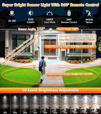 MEIKEE 35W Security Lights with Motion Sensor 3290 LM PIR Floodlights [Energy Class E]