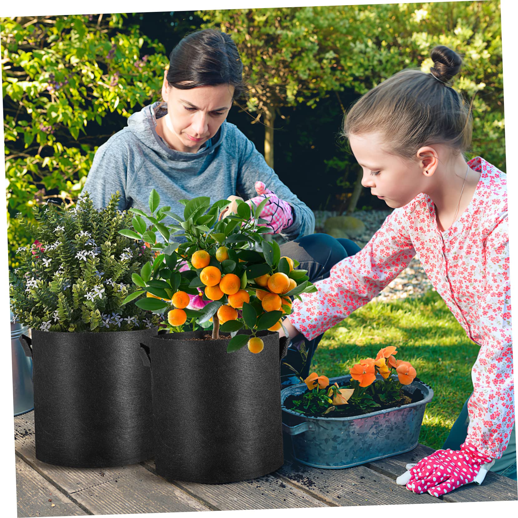 12pièces Sacs De Culture Tissu Non Tissé pour Légumes Pommes De Terre Oignons Fleurs Et Fruits avec Poignées Latérales Et Fond Solide
