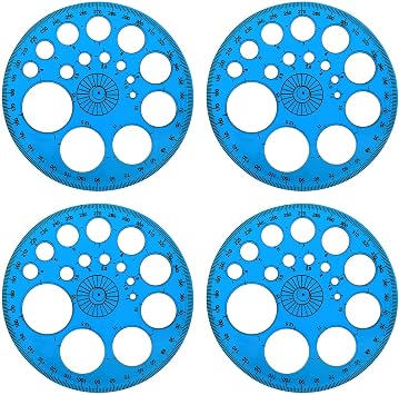 4pcs 360 Degree Protractor and Circle Maker Office School Drafting Supply Transparent Dark Blue