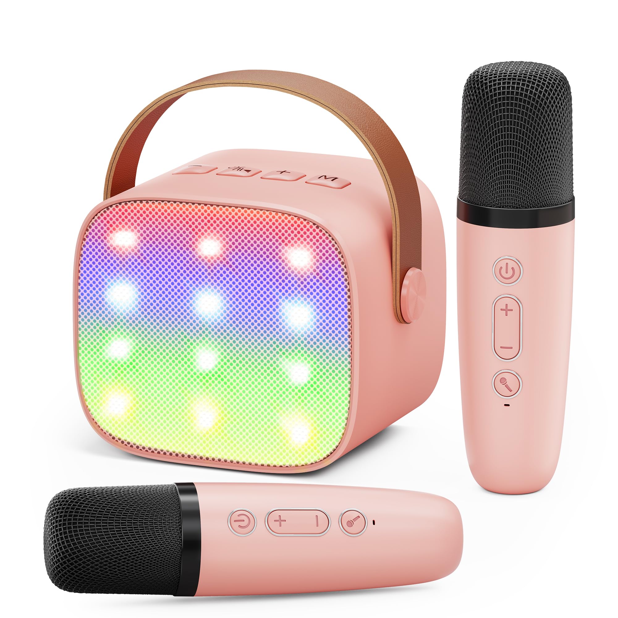 Ankuka Karaoke per Bambini Karaoke con Microfono Karaoke Cassa Bluetooth con 2 Microfoni, Regalo Bambina Giochi Bimba Regalo Compleanno per 3, 4, 5, 6, 7, 8, 9,10,11,12+ Anni (Rosa)