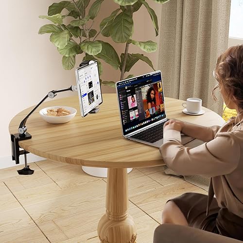 Miniatura 5 de suptek Soporte de tableta de aleación de aluminio para escritorio, soporte de brazo plegable ajustable compatible con iPad 109th, iPad 1312.9 Pro,