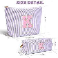 Vista 5 de Bolsa de maquillaje con iniciales personalizadas, bolsa de cosméticos, Lavanda, K