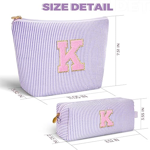 Miniatura 5 de Regalos con monograma para mujeres, bolsa de cosméticos para adolescentes, juego de bolsas de maquillaje con iniciales para mujeres, bolsa de moda