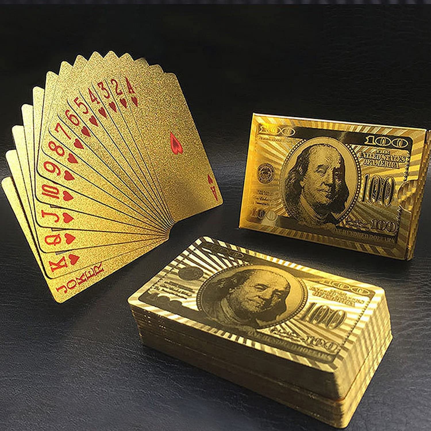 KRIDEZ Waterproof PVC Gold Plated Shiny Premium Playing Cards | Plastic Set for Game Deck Gift Poker Table with Razor Edges Classic Magic Tricks Indoor || Outdoor Games for 3+ Years Kids Boys&Girls