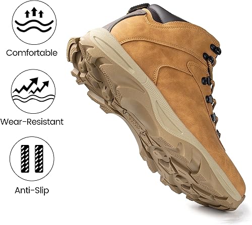 Miniatura 3 de CC-Los Botas de trabajo y senderismo impermeables para hombre, puntera suave, antideslizantes, con entresuela acolchada, talla 7-13.5