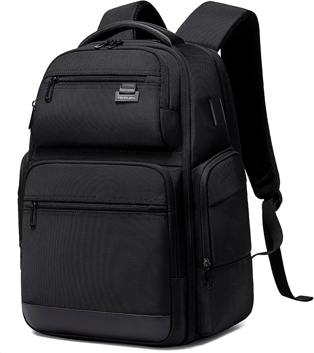 Mochila de viaje de negocios para hombres,Mochila para computadora portátil de gran capacidad con puerto de carga USB,Bolsa negra expandible multifuncional resistente al agua para computadora de 15,6 pulgadas