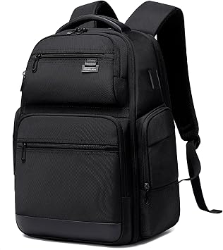 FENRUIEN Business Travel Backpack for Men,Large Capacity Laptop Backpack with USB Charging Port,Multifunctional Water Resistant Expandable Black Bag Fits 15.6 Inch computer