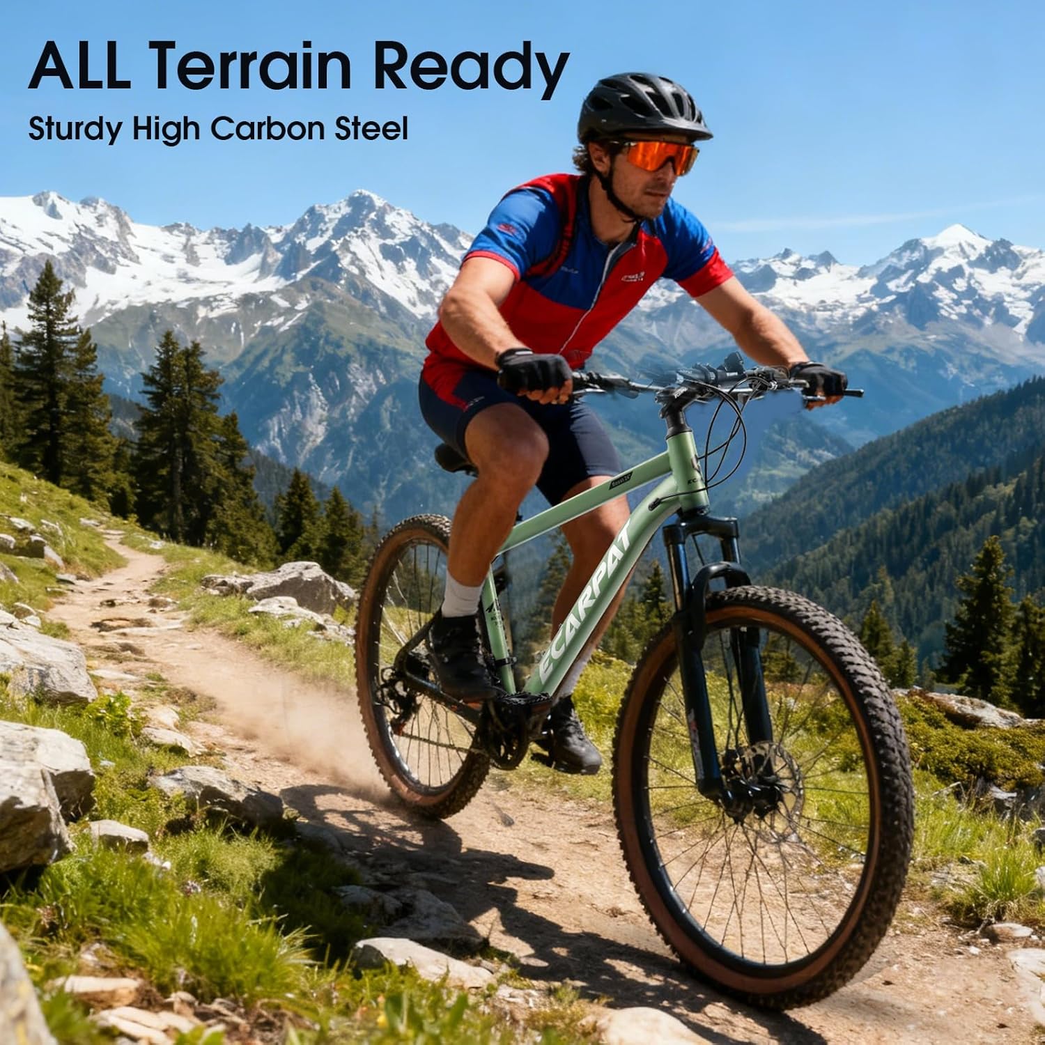 24 27.5 Inch Mountain Bike with 21-Speed, High Carbon Steel Frame, Disc Brakes, Durable Design, Brown Edge Tires, Comfortable Saddle, Multiple Colors