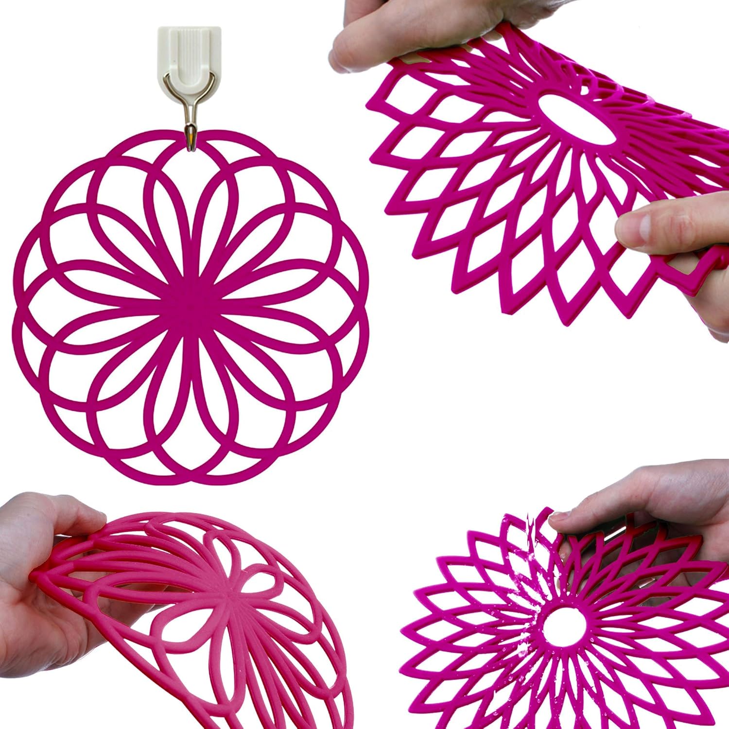 Black Friday - 70% OFF Boxiki Kitchen Silicone Trivet Mat Use for Hot Dishes on Counters, Microwaves or Wall Decor. (Pink)