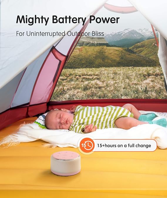 FamiSym Portable Sound Machine for Babies Kids Sleeping Rechargeable, 7 Colors Night Light, 34 Soothing Sounds, Baby Sleep Soother, Lullaby White Noise Machine, Shush, Baby Shower, Registry Gift
