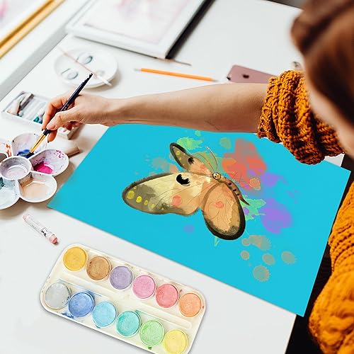 Miniatura 5 de Twavang 25 hojas de papel de cartulina azul de 8.5 x 11 pulgadas, papel grueso de 92 libras para álbumes de recortes, invitaciones, impresión y