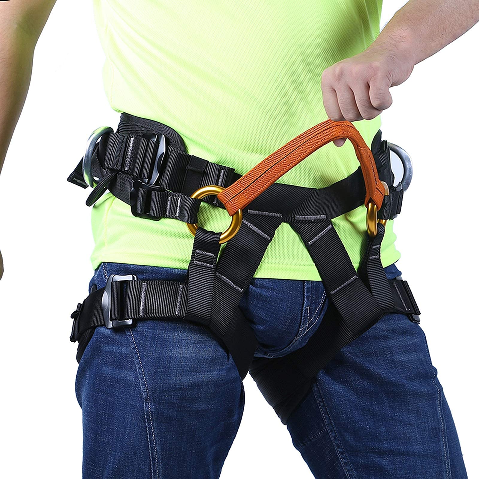 SwaYve Harnais de Sécurité Antichute, Ceinture de Sécurité Pour Le Travail Aérien, Ceinture D'Escalade Personnelle Pour Demi-Corps, Kit de Harnais de Sécurité de Protection Contre Les Chutes/Orange