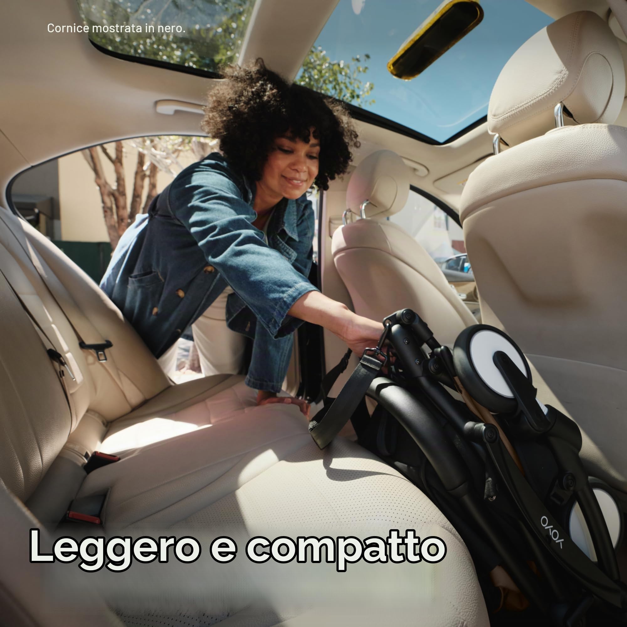 Passeggino Stokke YOYO3 da 6 mesi - Include telaio bianco/cuscino seduta Toffee + Capottina - Si ripiega e si apre in un lampo - Leggero e compatto - Compatibile con il bagaglio a mano