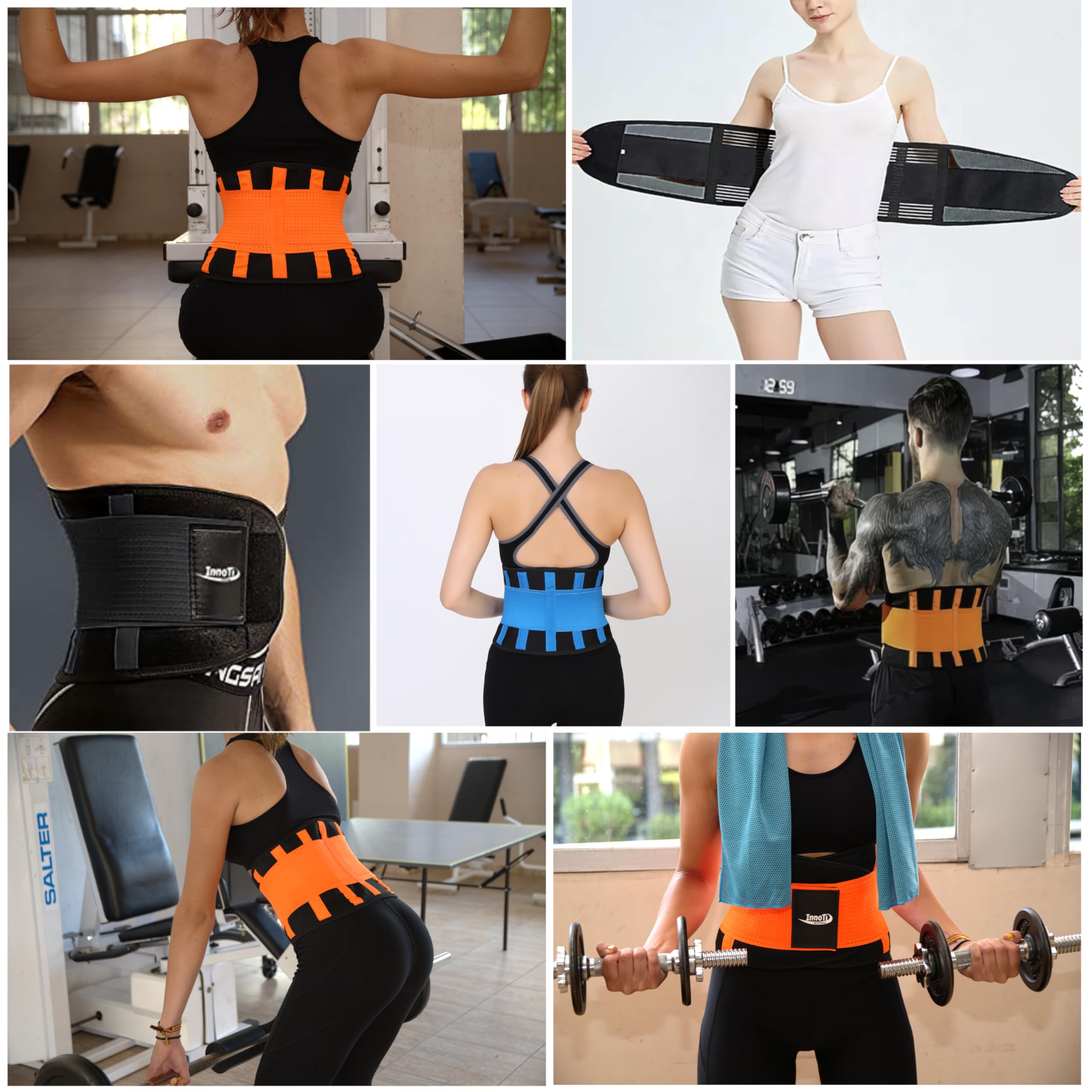 Ceinture Lombaire pour Homme et Femme - Ceinture Dorsale de Soutien Lors D'activités Sportives, de Gym et au Travail - Prévient Les Blessures et Le Mal de Dos - Compression à Double Réglage S