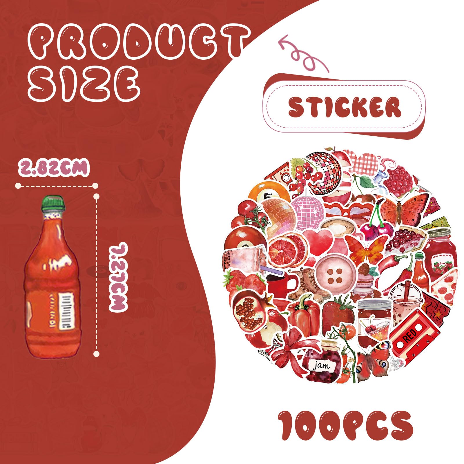 Bubaxuce 100 Pieces Red Aesthetic Stickers, Coquette Girl Decals for Water Bottles Laptop Scrapbooking Journaling - Image 2