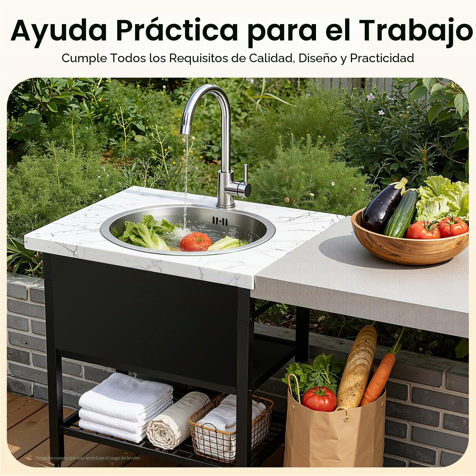 Fregadero redondo de acero inoxidable 304, 38 x 38 cm Fregadero Cocina | Fregadero de cocina redondo con Tubo de desagüe, para Hogares, Restaurantes, Sótanos, Bares, Cocinas