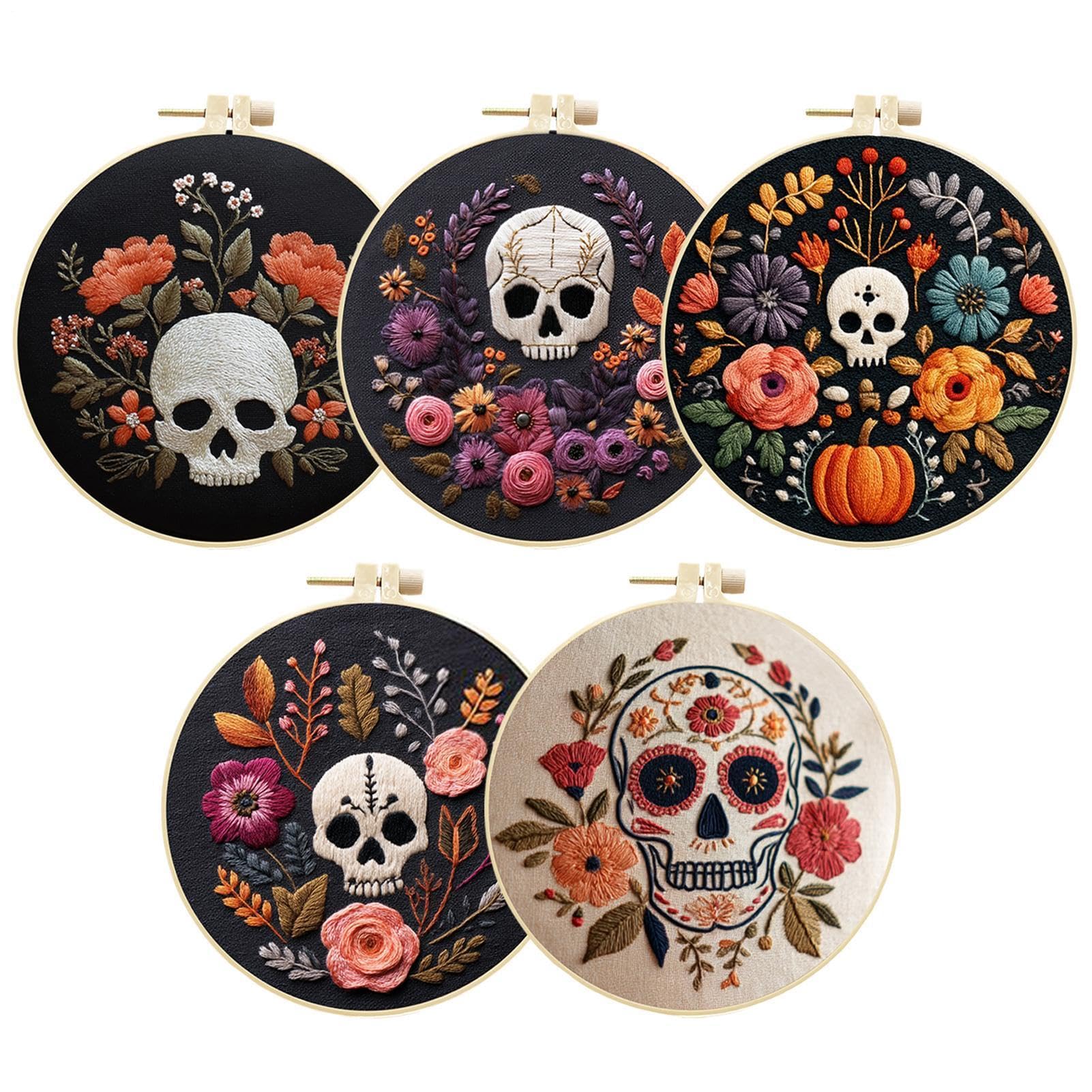 Kit Ricamo A Tema Halloween Libero Creativo Gotico Completo | Kit punto di Halloween per principianti per adulti, donne, mamme, mogli, amanti del tempo libero