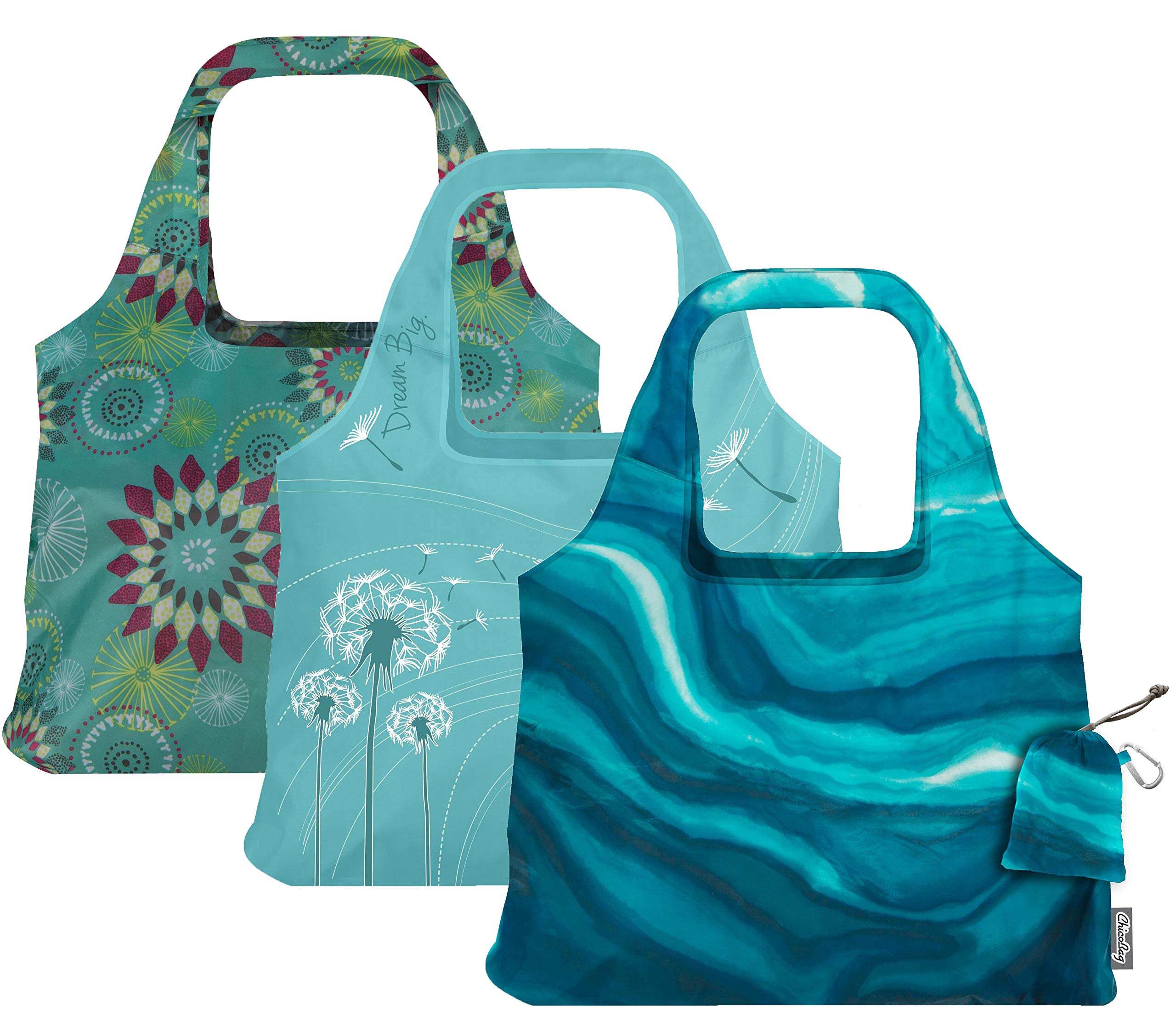 ChicoBagVita Tote, 1 each of Calm, Dream & Aqua Dandelion, Variety Pack of 3, Calm Variety, One Size