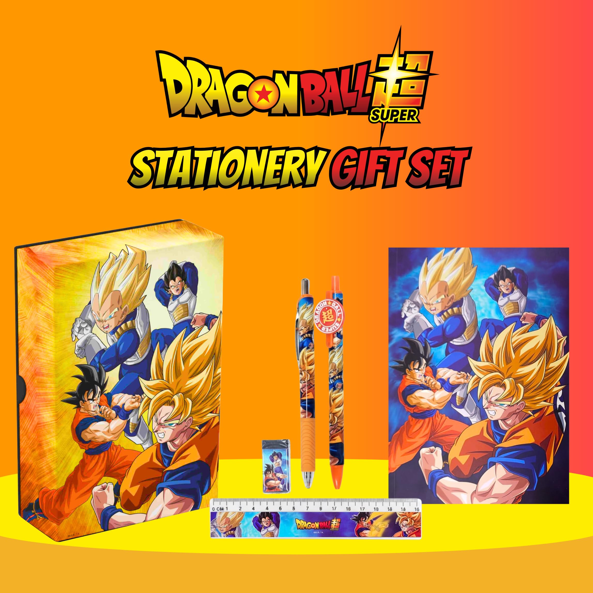 Dragon Ball Z Ensemble de Papeterie Cahier Règle Crayon Stylo Coffret Cadeau