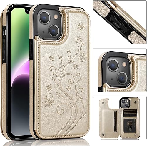 Miniatura 2 de Asuwish Funda compatible con iPhone 15 de 6.1 pulgadas con protector de pantalla de vidrio templado y tarjetero con soporte para tarjetero, soporte
