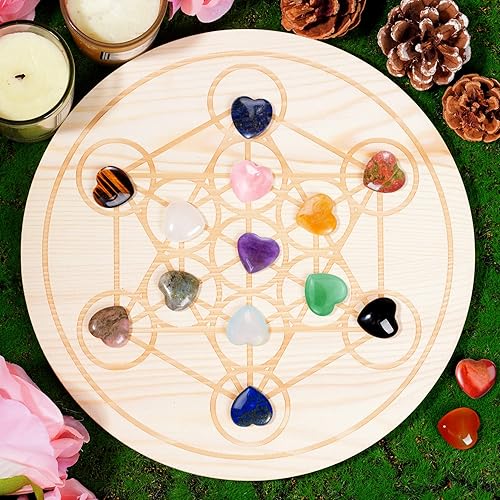 Miniatura 5 de Marrywindix 15 piedras de chakras de 08 pulgadas cristal curativo natural corazón amor palma tallado piedra preciosa pulida a granel equilibrio de