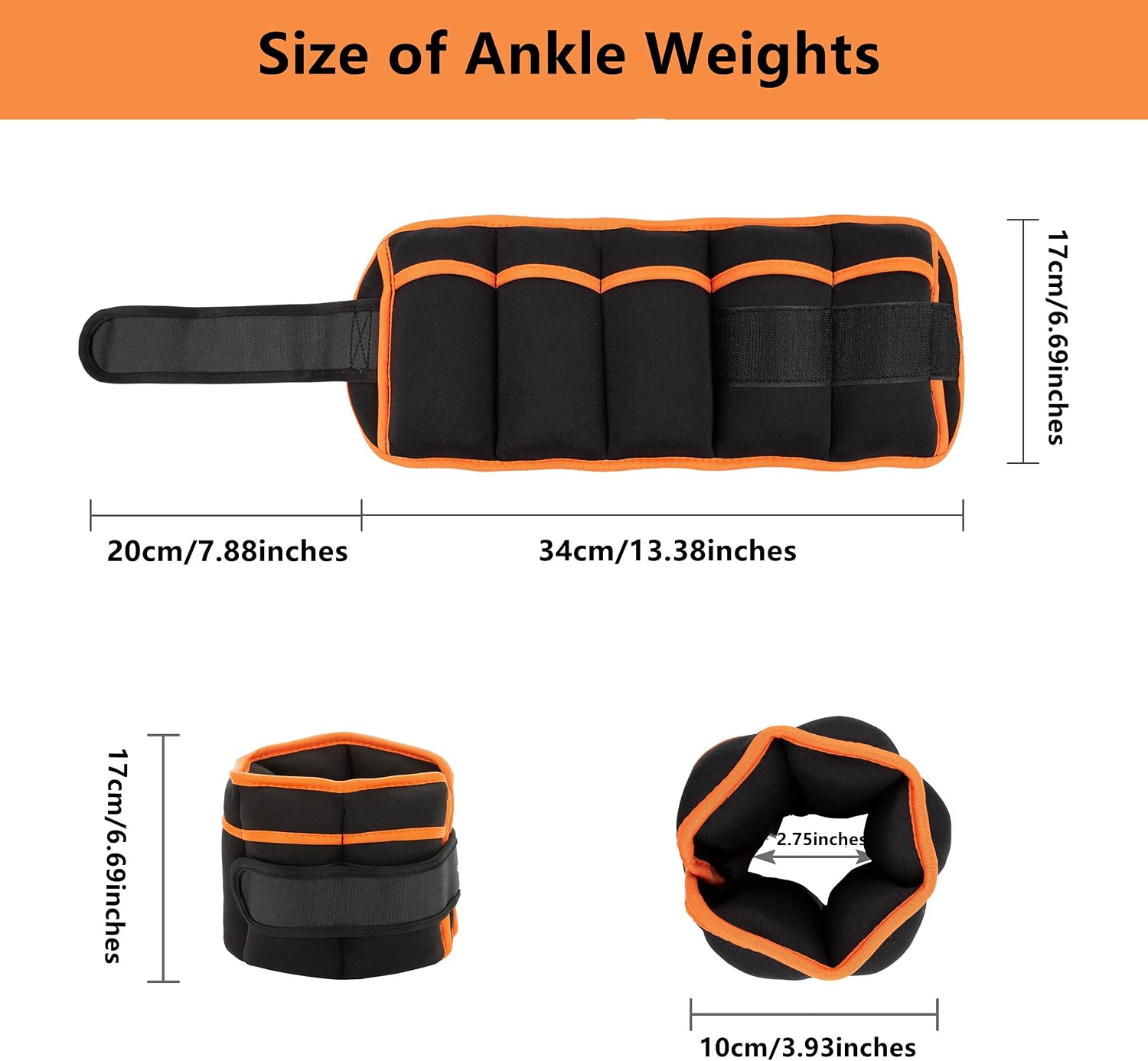 DNC Adjustable Ankle Weights 1 Pair 7 lb 10 lbs- Strength Training Wrist & Ankle Arm Wrist Leg Weight Set for Women Men- Removable Weighted Ankle Weights for Gym, Workout & Fitness