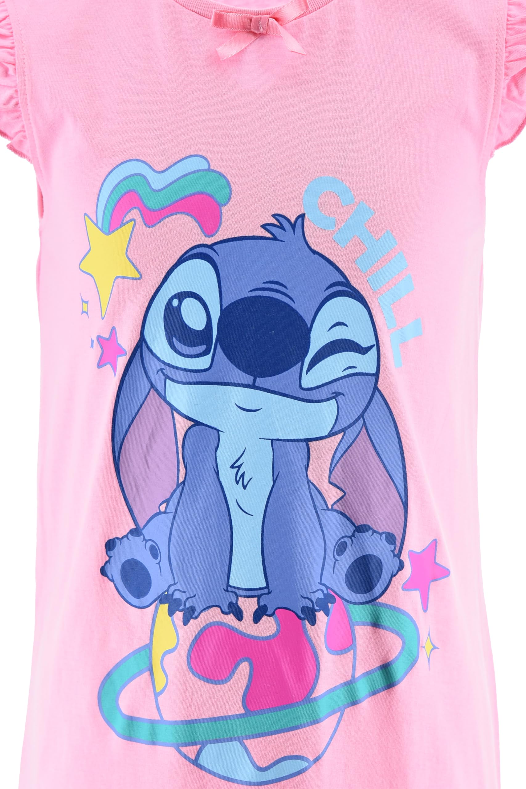 Disney Lilo e Stitch Camicia da Notte Estiva per Bambina, 100% Cotone, con Volant