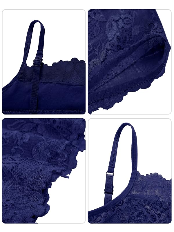 Boao 4 Pieces Women's Lace Camisole Stretch Half Cami Breathable Bra Comfort Lace Bralette Top for lady Girls(Medium,Black, Bright Red, Navy Blue, White) by Boao - Image 7