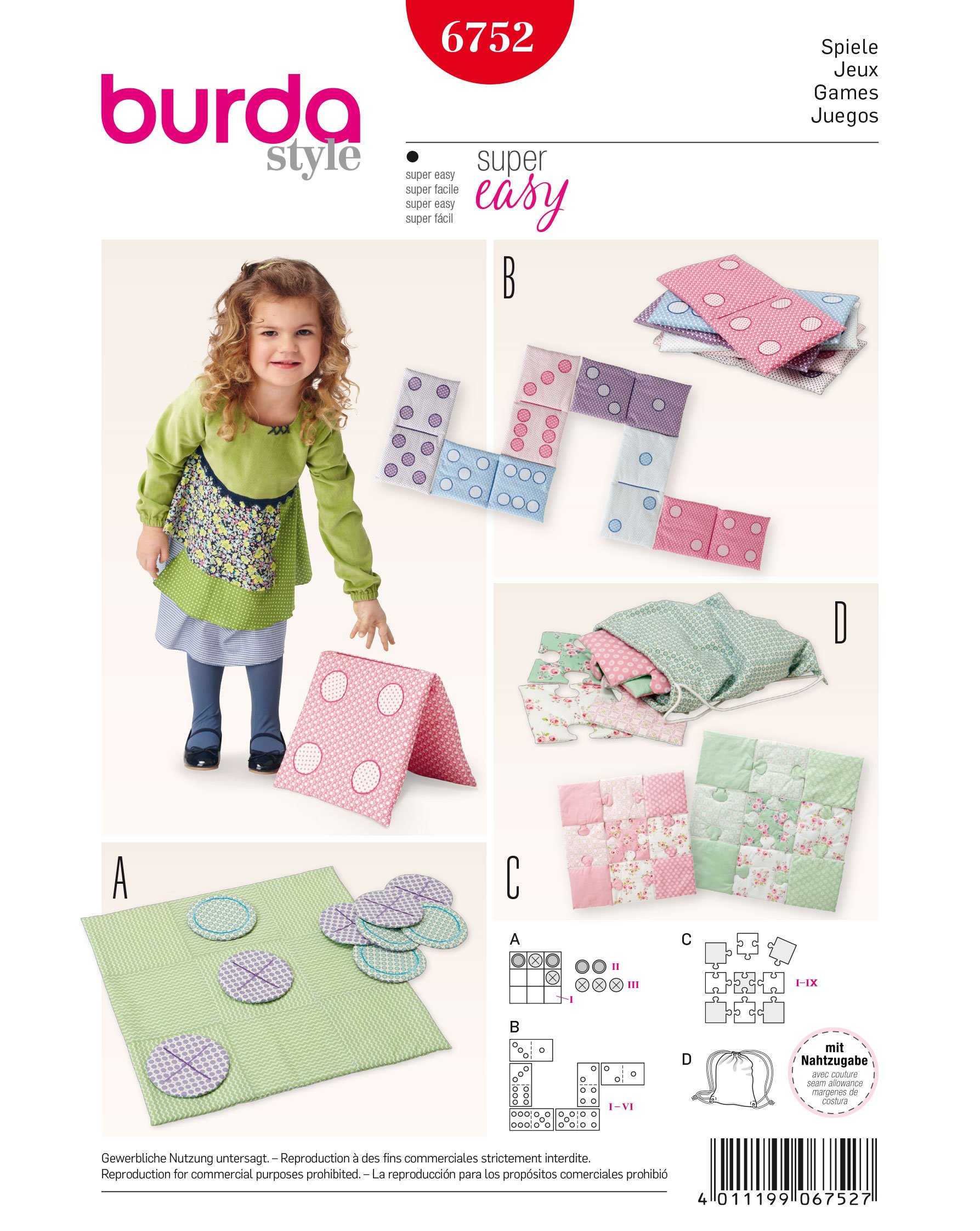 BurdaStyle Sewing Pattern 6752 - Games (OS)