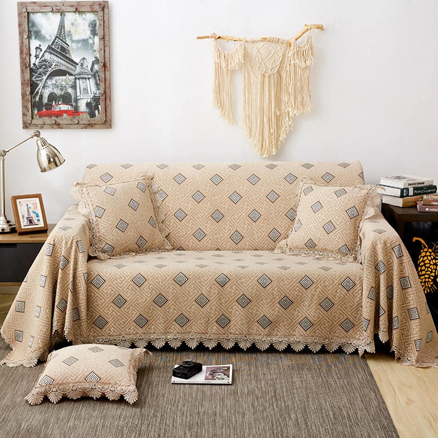 MGEMJMJ Sofa Throw Cover Jacquard Couch Throw Cover Throw Blanket Decorative Couch Furniture Pet Protector Throws Multi-size(Size:180x180cm(71x71inch),Color:C)