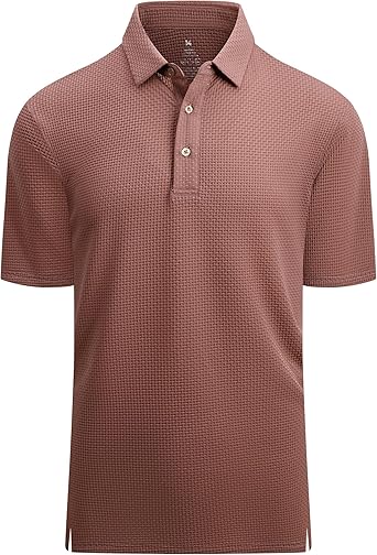 Alex Vando Mens Bubble Jacquard Polo Shirt Super Stretch Short Sleeve Polo Shirts for Men