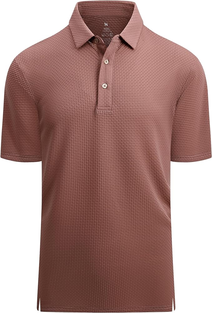 Alex Vando Mens Bubble Jacquard Polo Shirt Super Stretch Short Sleeve Polo Shirts for Men