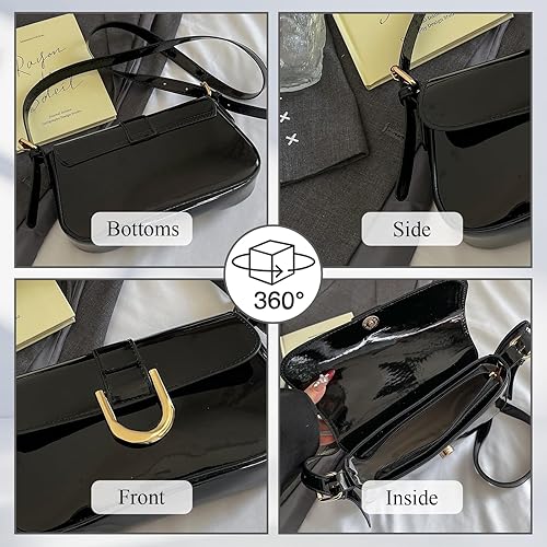 Miniatura 6 de Bolso de hombro pequeño, Y2K para mujer, bolso de mano de piel sintética con 2 correas extraíbles, bolso cruzado