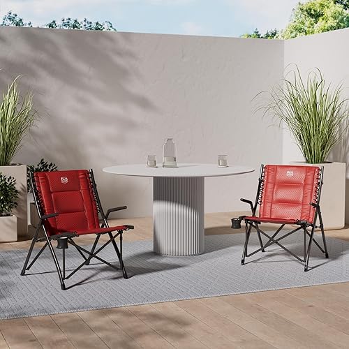 Miniatura 2 de TIMBER RIDGE Reposabrazos acolchados plegables y resistentes para uso en exteriores, para playa, pesca, césped, 22.24 x 18.31 x 35.43 pulgadas, rojo