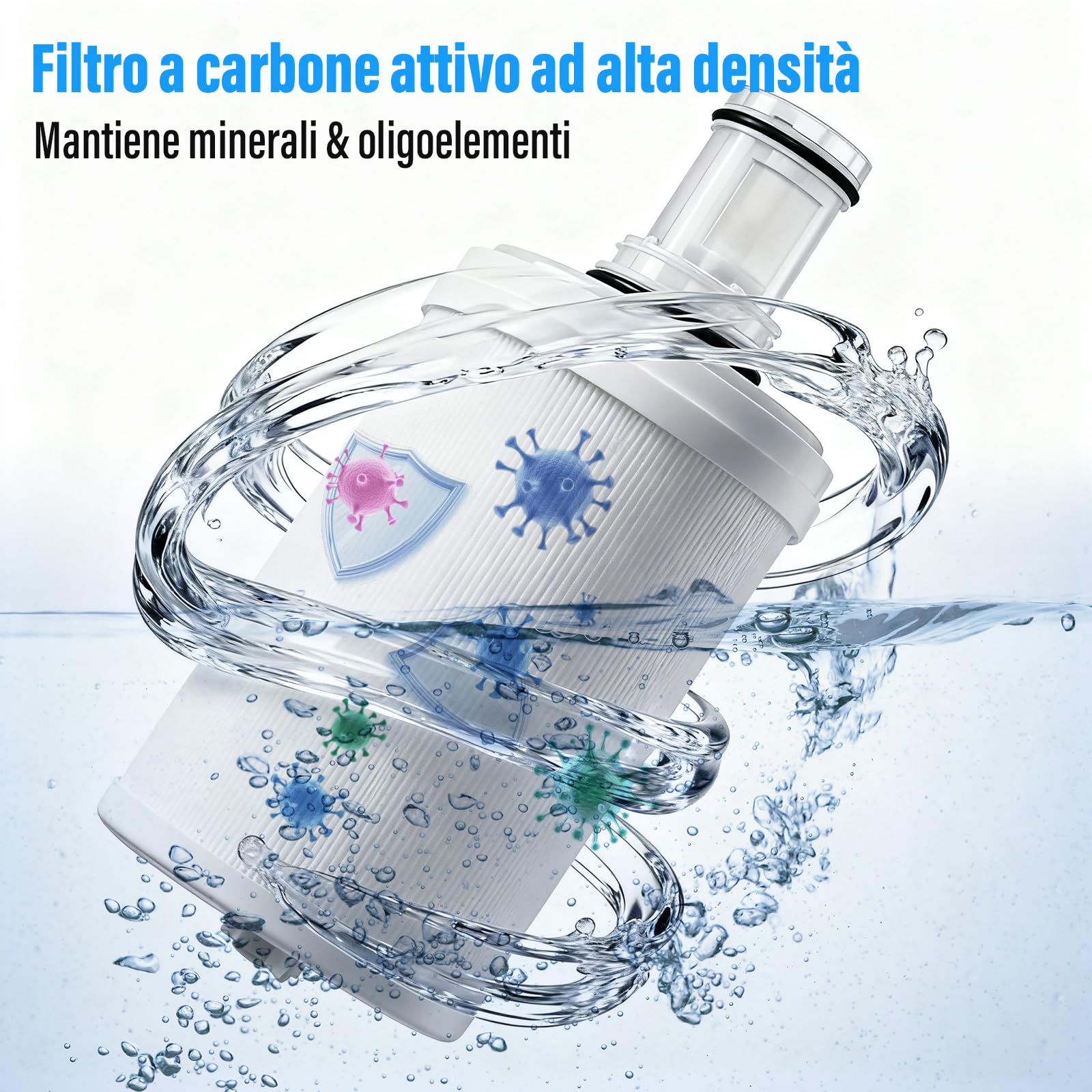 Filtro dell'acqua compatibile con Amway espring 100186M/100188CH, cartuccia del filtro dell'acqua, filtrazione HEPA a carbone attivo, filtro dell'acqua sostitutivo, rimuove gli odori, migliora il