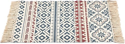 Vista 8 de Winwinplus Alfombra de algodón de 2 x 3 pies, tejida a mano con borlas, alfombra de interior para baño, dormitorio, sala de estar, lavandería