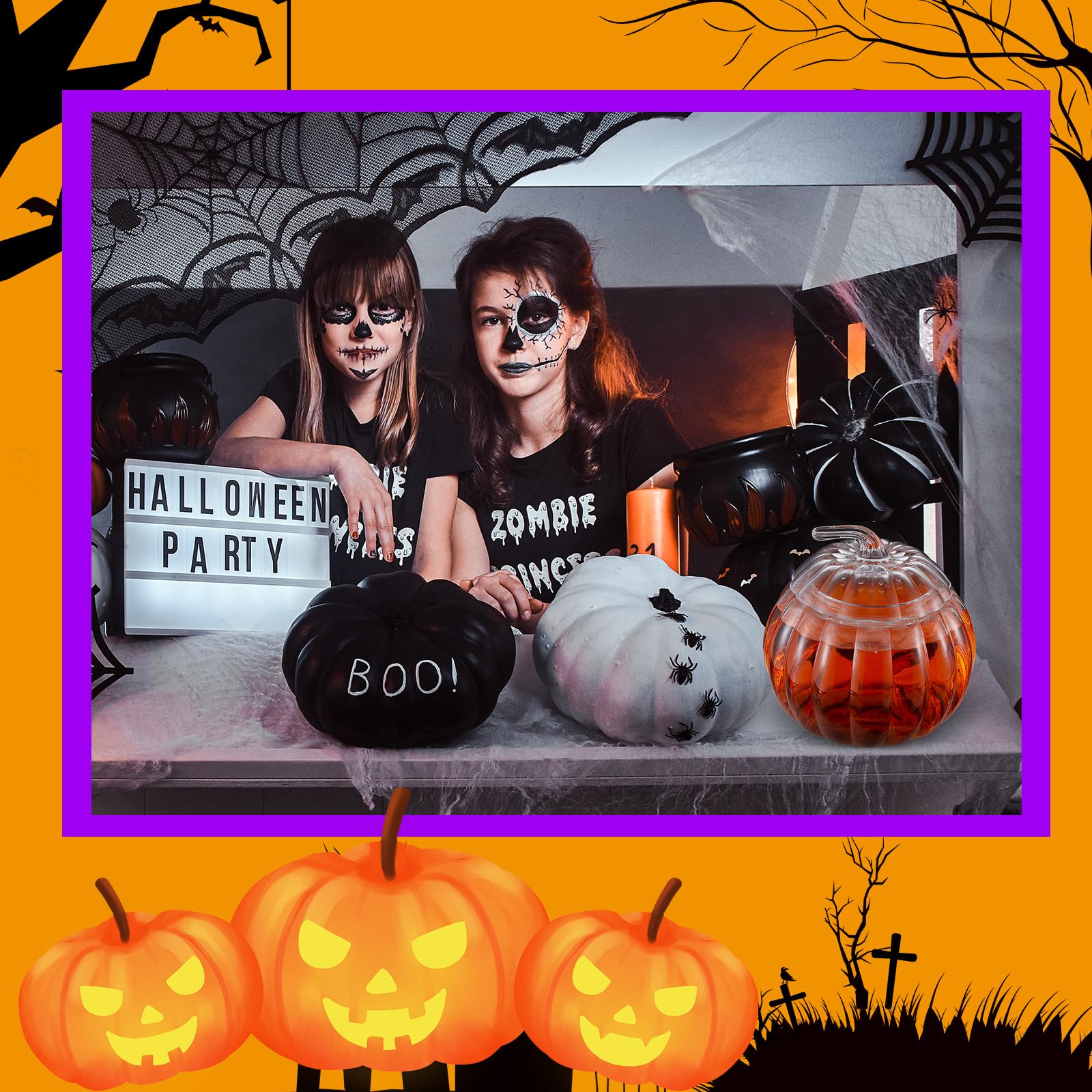 Uiifan Confezione da 1 dispenser per bevande in vetro a forma di zucca da 5 litri, per autunno, Halloween, festa del Ringraziamento, dispenser per bevande con beccuccio, ciotola per punch a zucca per