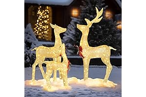 MUPATER Outdoor Christmas Decoration Lighted Deer Family Set