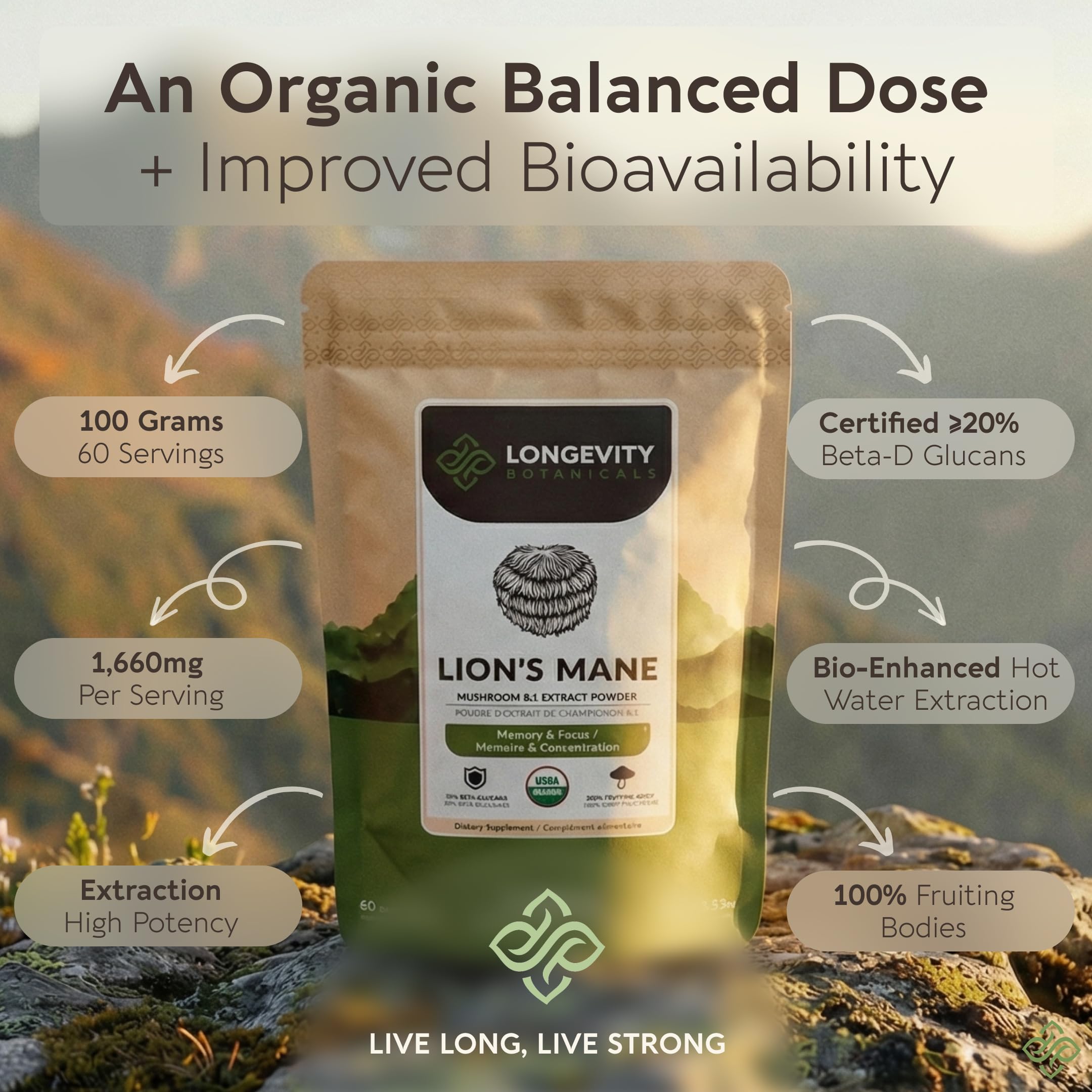 Organic Lion's Mane Mushroom Powder Supplement Extract | Hericium erinaceus — Amazon image 4