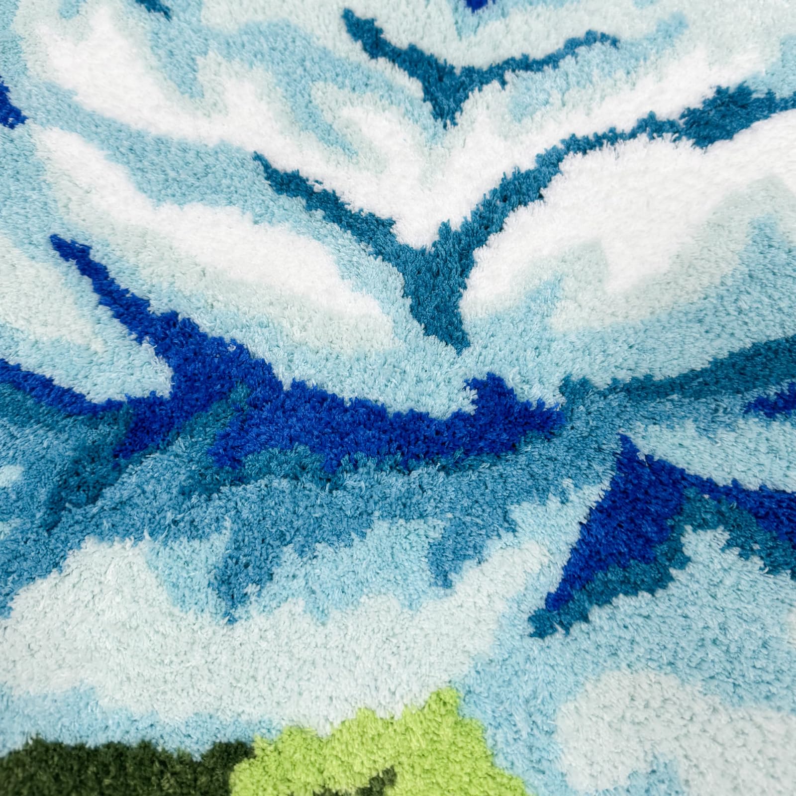 Tapis de sol fait à la main 3 roses bleues 65 x 125 cm