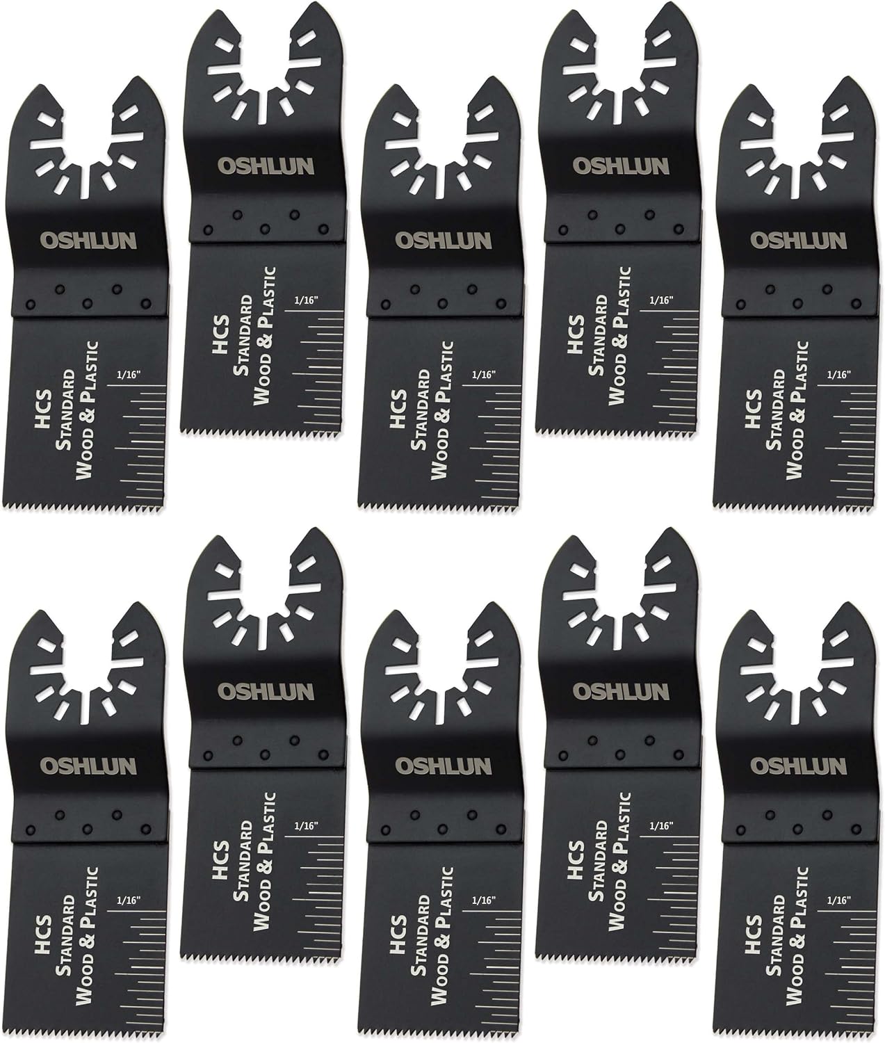 Oshlun MMC-0310 Standard HCS Oscillating Tool Blade with Quick-Fit Arbor for Standard and Quick Change Tools, 1-1/3-Inch, 10-Pack