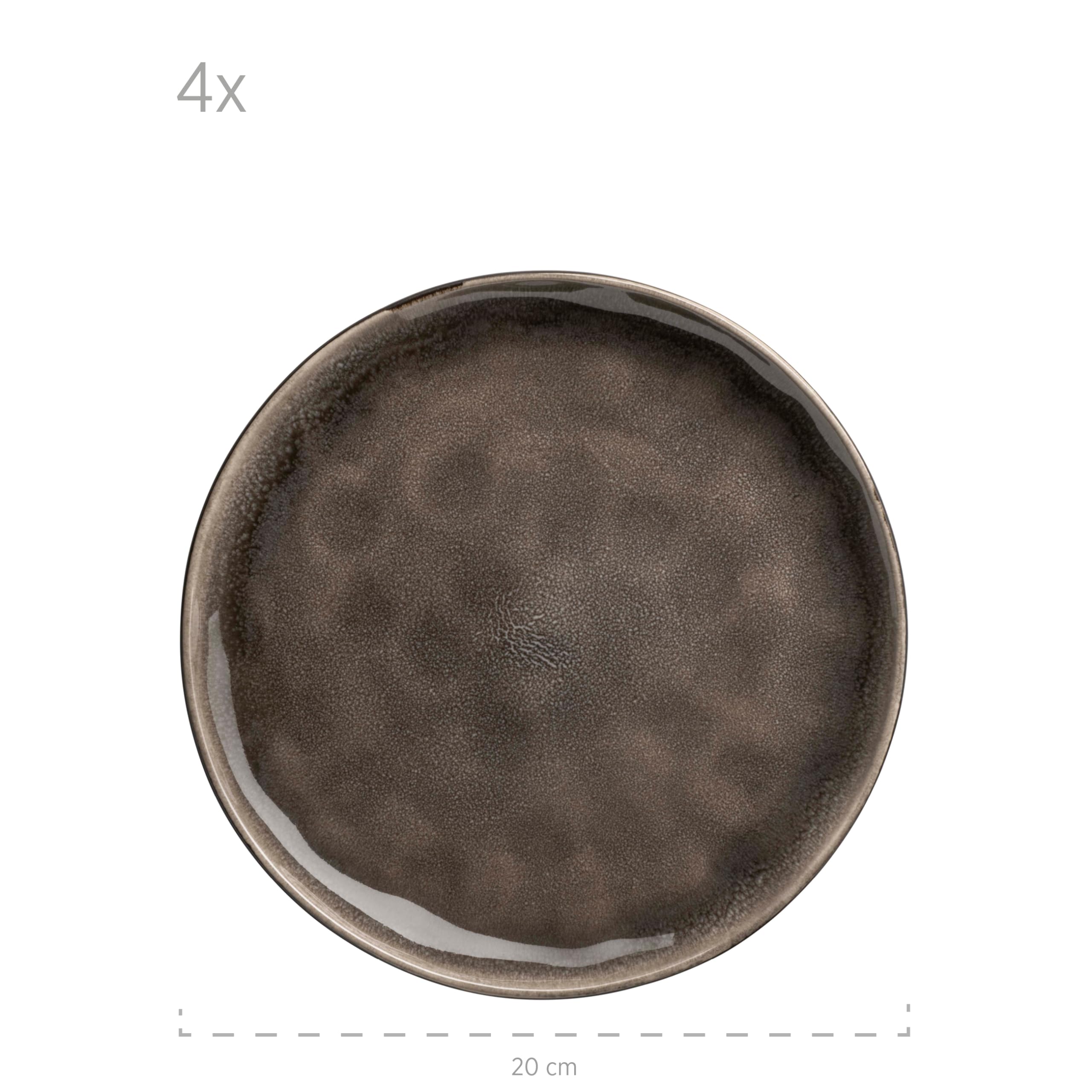 MÄSER 934073 Serie Niara Organic, set di stoviglie moderne per 4 persone, in stile vintage, servizio combinato da 16 pezzi con particolare combinazione di smalto in nero e marrone, gres