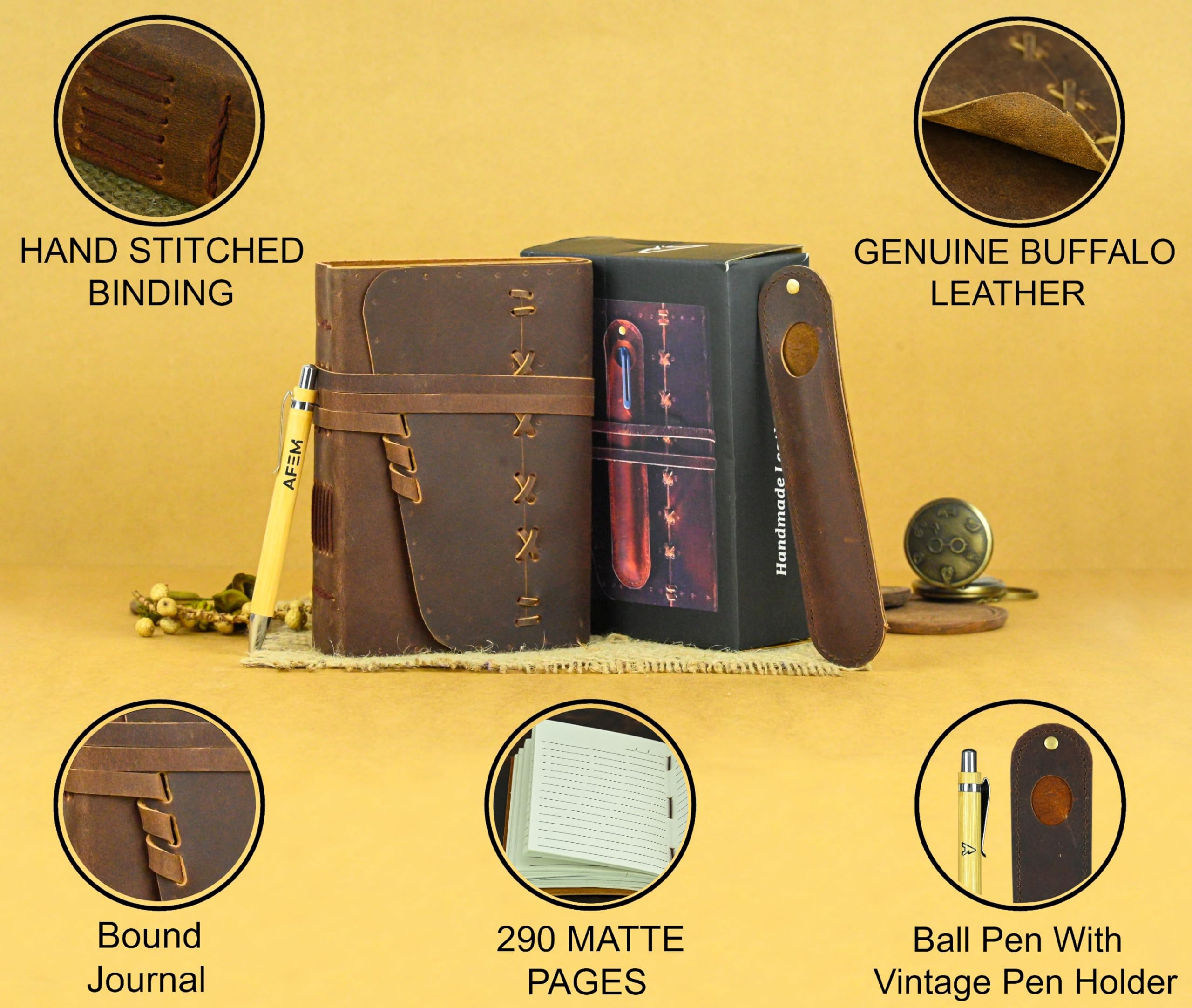 Amazon.co.jp: レザージャーナルノート 男女兼用 デイリーヴィンテージ