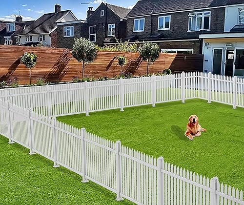 Coarbor 1 juego de valla de vinilo de 84 x 30 pulgadas, valla decorativa de PVC blanco para patio, patio al aire libre, barrera para mascotas, valla