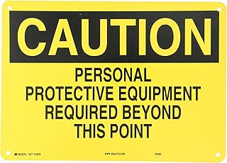 Brady 25205 14" Width x 10" Height B-401 Plastic, Black on Yellow Protective Wear Sign, Header "Caution", Legend "Personal...