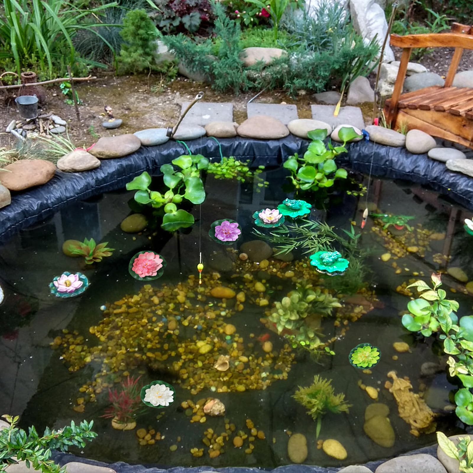 4 Stück Künstliche Seerosen – 10 Cm Durchmesser, PU-Material, Schwimmend Für Teich & Aquarium