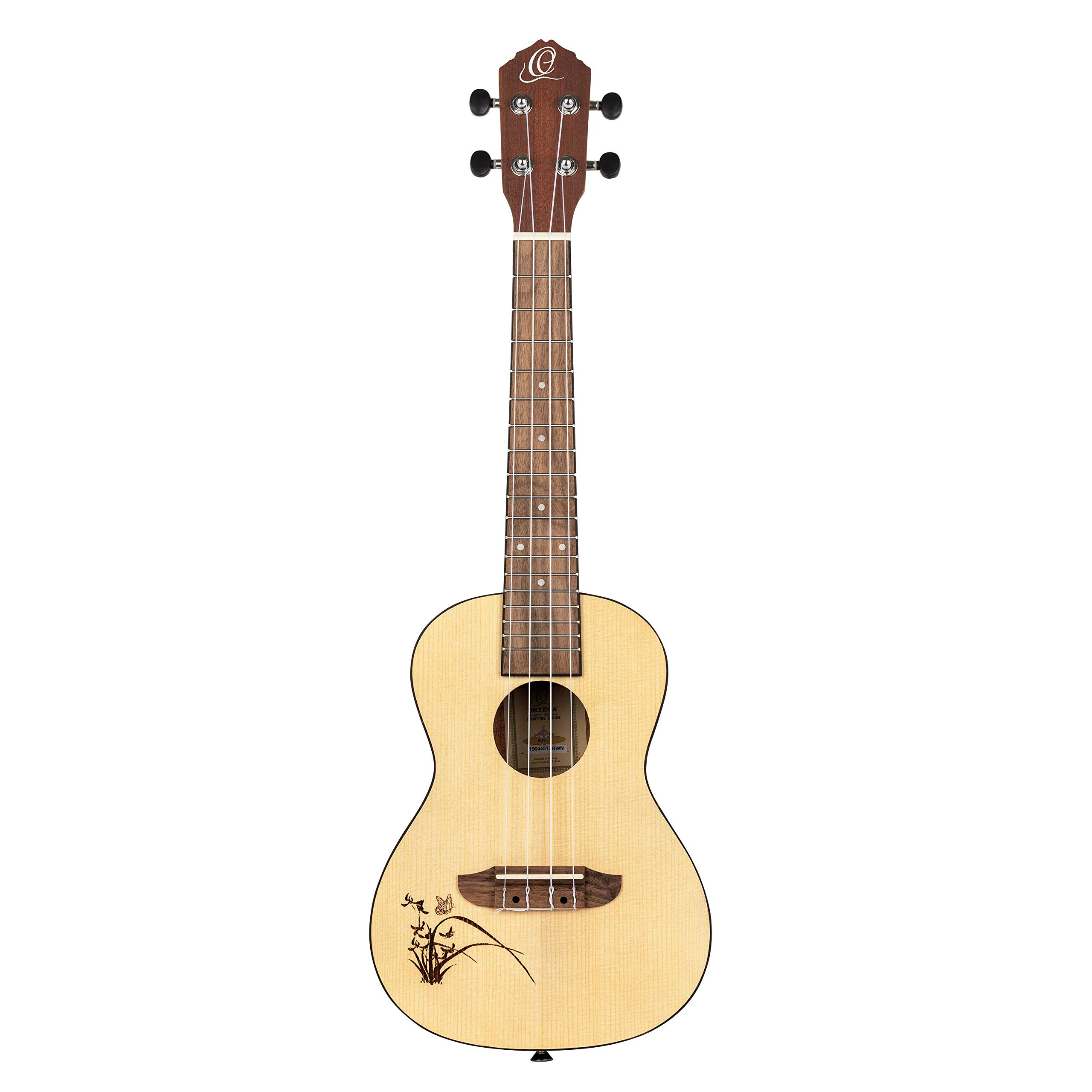 Ortega Guitars Ukulélé Concert Gaucher – Acoustique – Série Bonfire – Épicéa / Sapele, Naturel (RU5L)