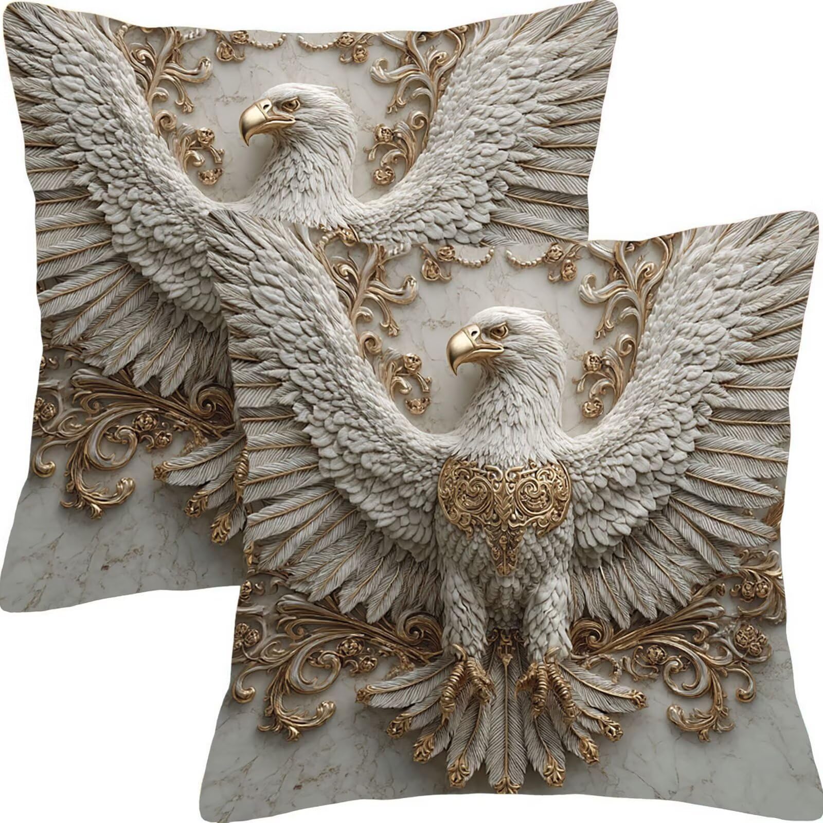 Velours décoratif taie d'oreiller moderne 55x55 cm au motif aigle élégant