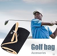 Vista 7 de Mile High Life Toalla de golf de tres pliegues Tela de microfibra de primera calidad Patrón de gofres con clip de mosquetón resistente Negro